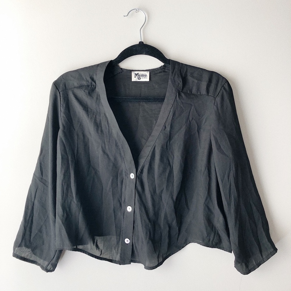 Show Me Your Mumu black chiffon crop